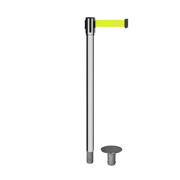 Montour Line Retractable Belt Removable Stanchion, 2ft Pol.Steel Post  7.5ft Fl.Yel MX530R-PS-FYW-75